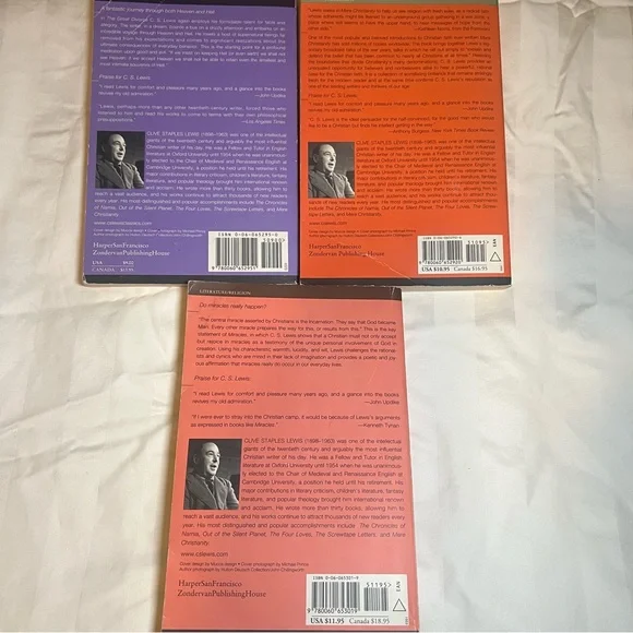 C.S. Lewis Books - Lot of 3 - The Great Divorce, Mere Christianity, and Miracles - Picture 2 of 3